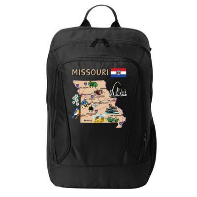 Map Of Missouri Landmarks Major Cities Roads Flag City Backpack