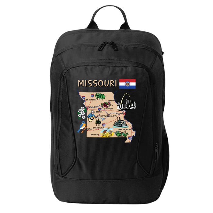 Map Of Missouri Landmarks Major Cities Roads Flag City Backpack