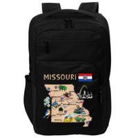 Map Of Missouri Landmarks Major Cities Roads Flag Impact Tech Backpack