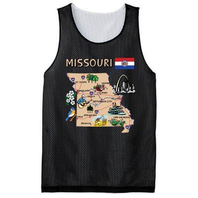 Map Of Missouri Landmarks Major Cities Roads Flag Mesh Reversible Basketball Jersey Tank