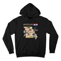 Map Of Missouri Landmarks Major Cities Roads Flag Tall Hoodie