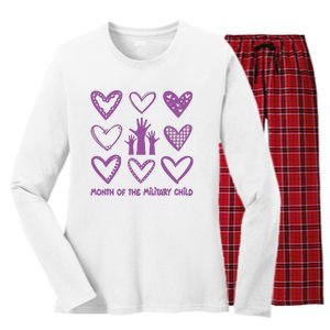 Month Of Military Child Military Child Awareness Women's Long Sleeve Flannel Pajama Set 