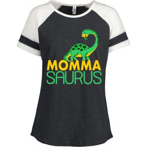 Momma Saurus Mommasaurus Dinosaur Cute Mom Enza Ladies Jersey Colorblock Tee