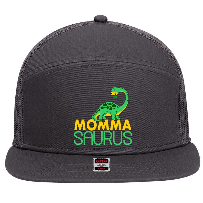Momma Saurus Mommasaurus Dinosaur Cute Mom 7 Panel Mesh Trucker Snapback Hat