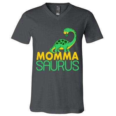Momma Saurus Mommasaurus Dinosaur Cute Mom V-Neck T-Shirt