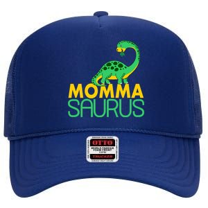 Momma Saurus Mommasaurus Dinosaur Cute Mom High Crown Mesh Back Trucker Hat