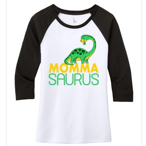 Momma Saurus Mommasaurus Dinosaur Cute Mom Women's Tri-Blend 3/4-Sleeve Raglan Shirt