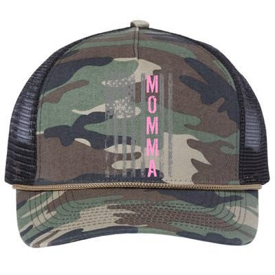 Momma Vintage USA Flag Retro Rope Trucker Hat Cap