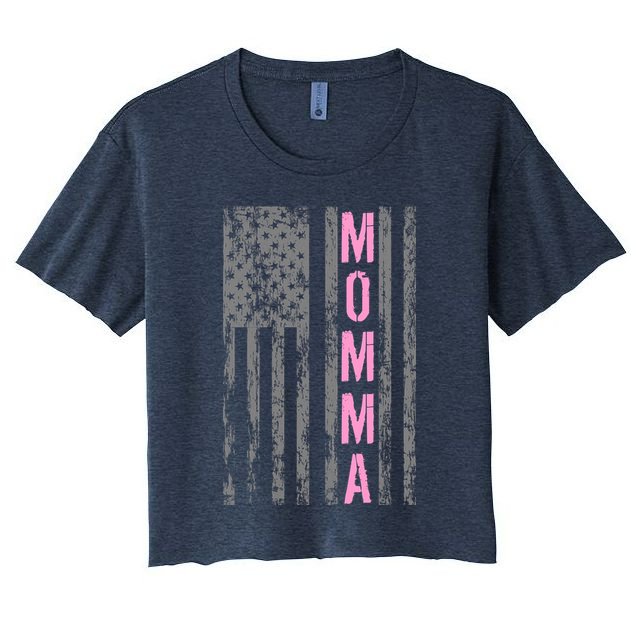 Momma Vintage USA Flag Women's Crop Top Tee