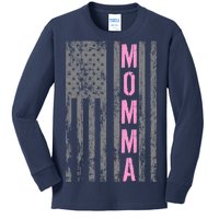 Momma Vintage USA Flag Kids Long Sleeve Shirt