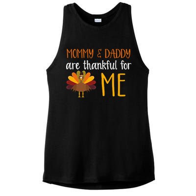 Mommy And Daddy Are Thankful For ME Ladies PosiCharge Tri-Blend Wicking Tank