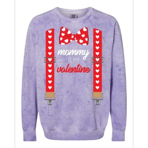 Mommy Is My Valentine Cute Bow Tie Suspenders Colorblast Crewneck Sweatshirt