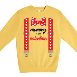 Mommy Is My Valentine Cute Bow Tie Suspenders Premium Crewneck Sweatshirt