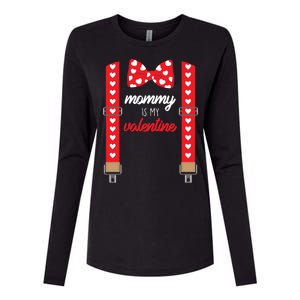 Mommy Is My Valentine Cute Bow Tie Suspenders Womens Cotton Relaxed Long Sleeve T-Shirt