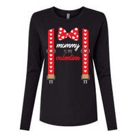 Mommy Is My Valentine Cute Bow Tie Suspenders Womens Cotton Relaxed Long Sleeve T-Shirt