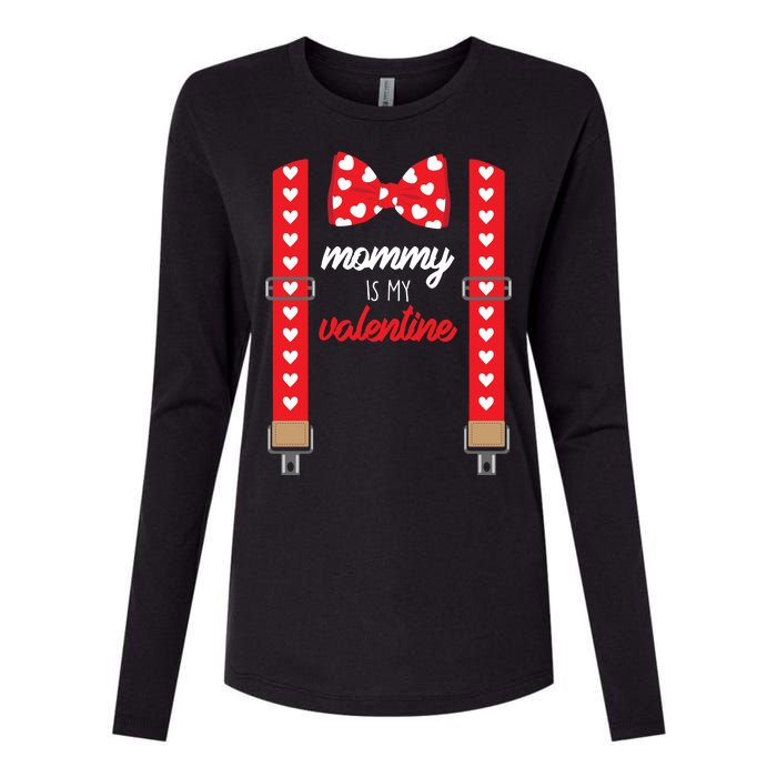 Mommy Is My Valentine Cute Bow Tie Suspenders Womens Cotton Relaxed Long Sleeve T-Shirt