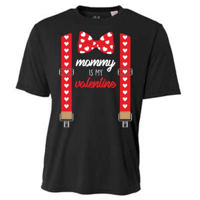 Mommy Is My Valentine Cute Bow Tie Suspenders Cooling Performance Crew T-Shirt