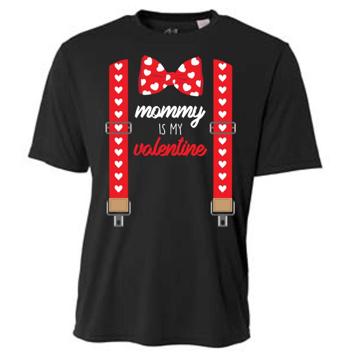 Mommy Is My Valentine Cute Bow Tie Suspenders Cooling Performance Crew T-Shirt