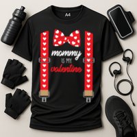 Mommy Is My Valentine Cute Bow Tie Suspenders Performance Shirt