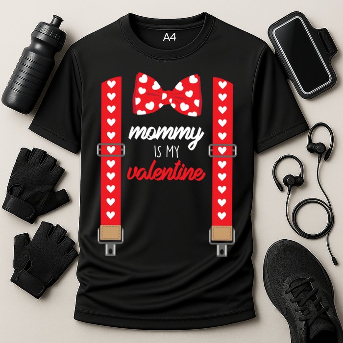 Mommy Is My Valentine Cute Bow Tie Suspenders Performance Shirt