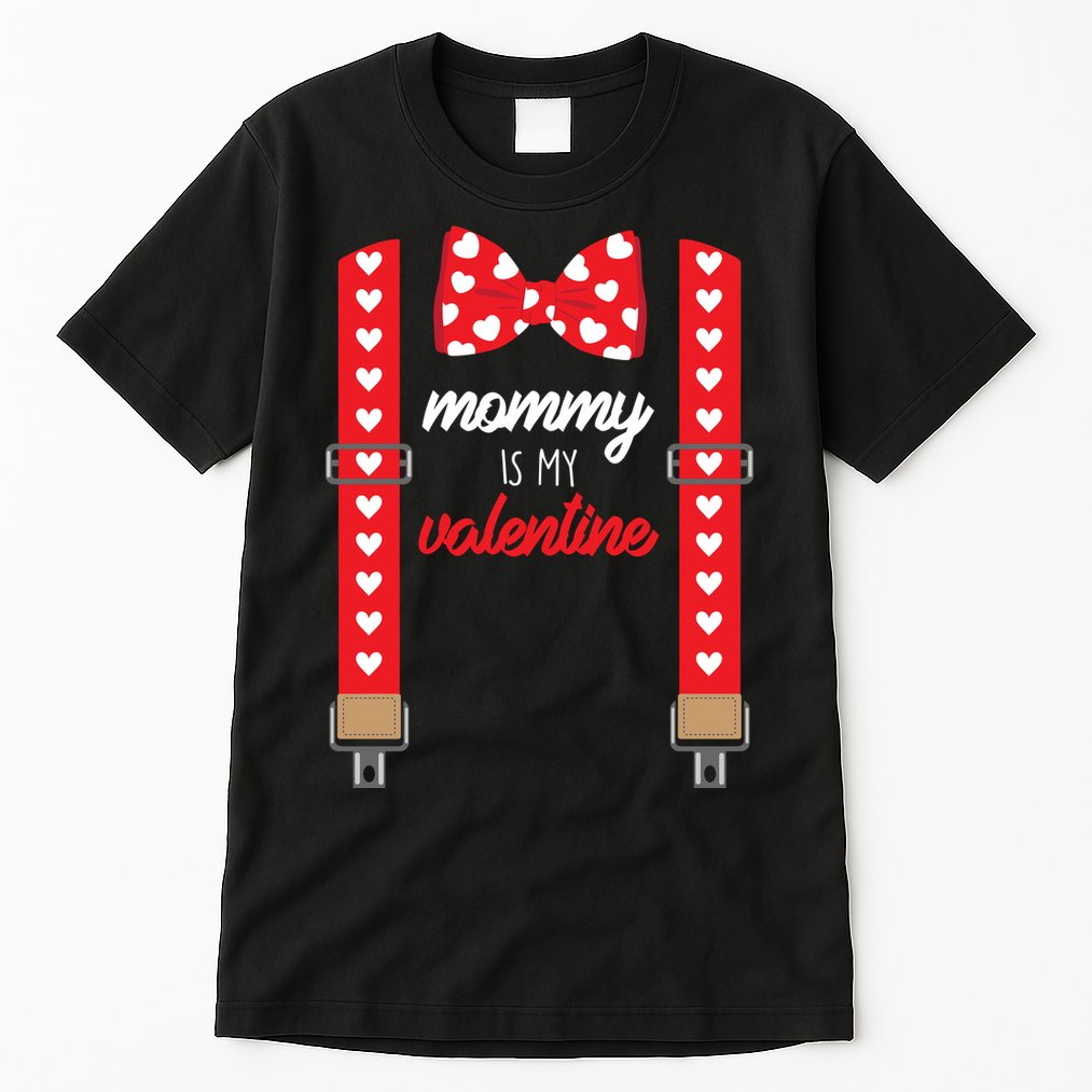 Mommy Is My Valentine Cute Bow Tie Suspenders Tall T-Shirt