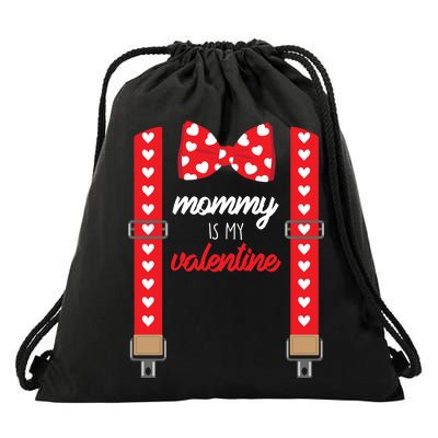 Mommy Is My Valentine Cute Bow Tie Suspenders Drawstring Bag