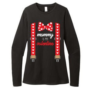 Mommy Is My Valentine Cute Bow Tie Suspenders Womens CVC Long Sleeve Shirt