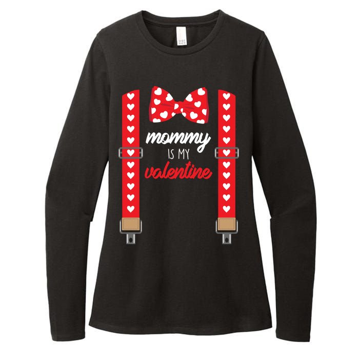 Mommy Is My Valentine Cute Bow Tie Suspenders Womens CVC Long Sleeve Shirt