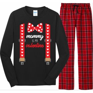 Mommy Is My Valentine Cute Bow Tie Suspenders Long Sleeve Pajama Set