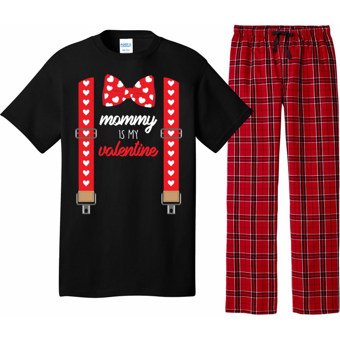 Mommy Is My Valentine Cute Bow Tie Suspenders Pajama Set