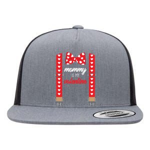 Mommy Is My Valentine Cute Bow Tie Suspenders Flat Bill Trucker Hat