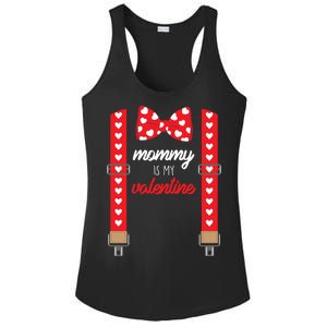 Mommy Is My Valentine Cute Bow Tie Suspenders Ladies PosiCharge Competitor Racerback Tank