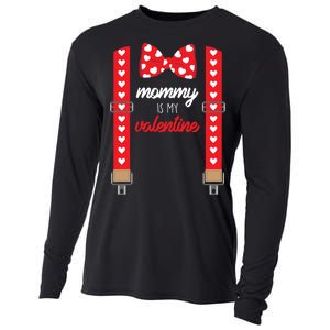 Mommy Is My Valentine Cute Bow Tie Suspenders Cooling Performance Long Sleeve Crew