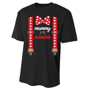 Mommy Is My Valentine Cute Bow Tie Suspenders Performance Sprint T-Shirt