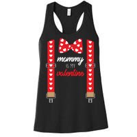 Mommy Is My Valentine Cute Bow Tie Suspenders Women's Racerback Tank