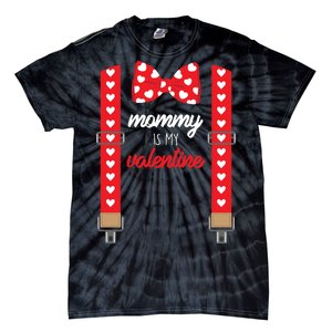 Mommy Is My Valentine Cute Bow Tie Suspenders Tie-Dye T-Shirt