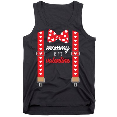 Mommy Is My Valentine Cute Bow Tie Suspenders Tank Top