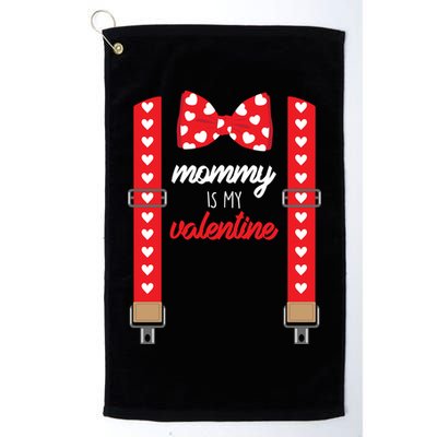 Mommy Is My Valentine Cute Bow Tie Suspenders Golf Towel