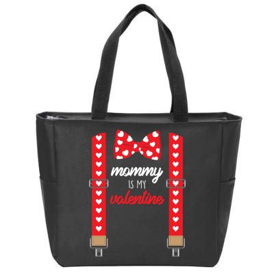 Mommy Is My Valentine Cute Bow Tie Suspenders Zip Tote Bag