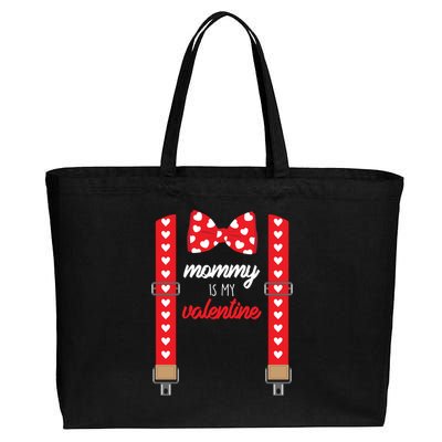 Mommy Is My Valentine Cute Bow Tie Suspenders Cotton Canvas Jumbo Tote