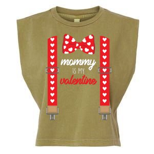 Mommy Is My Valentine Cute Bow Tie Suspenders Garment-Dyed Women's Muscle Tee