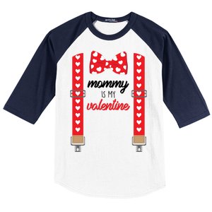 Mommy Is My Valentine Cute Bow Tie Suspenders Baseball Sleeve Shirt