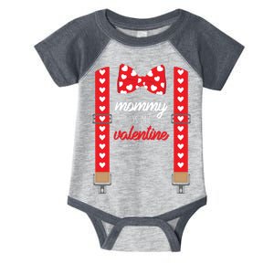 Mommy Is My Valentine Cute Bow Tie Suspenders Infant Baby Jersey Bodysuit