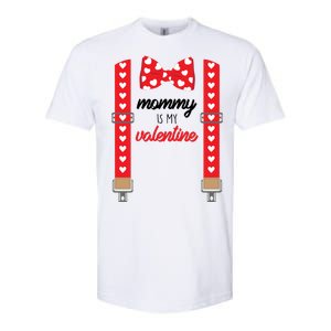 Mommy Is My Valentine Cute Bow Tie Suspenders Softstyle CVC T-Shirt