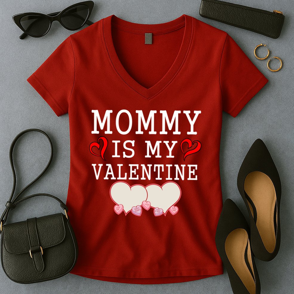 Mommy Is My Valentine Gift For Little Boy Women's V-Neck T-Shirt