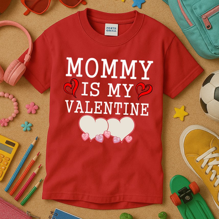 Mommy Is My Valentine Gift For Little Boy Kids T-Shirt
