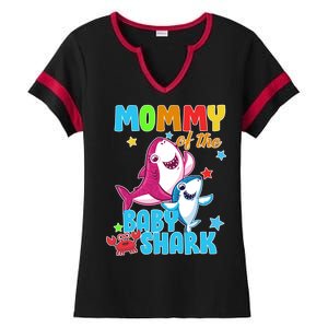 Mommy Of The Baby Shark Ladies Halftime Notch Neck Tee