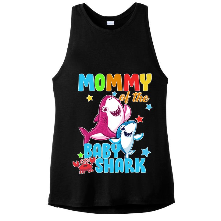 Mommy Of The Baby Shark Ladies PosiCharge Tri-Blend Wicking Tank
