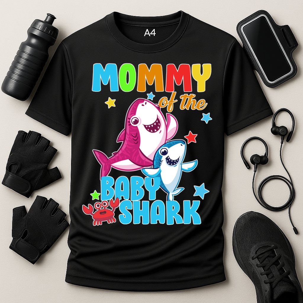 Mommy Of The Baby Shark Cooling Performance Crew T-Shirt