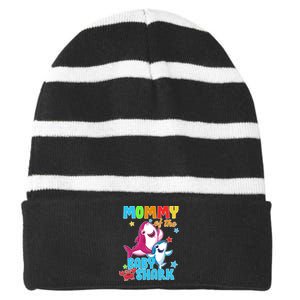 Mommy Of The Baby Shark Striped Beanie with Solid Band